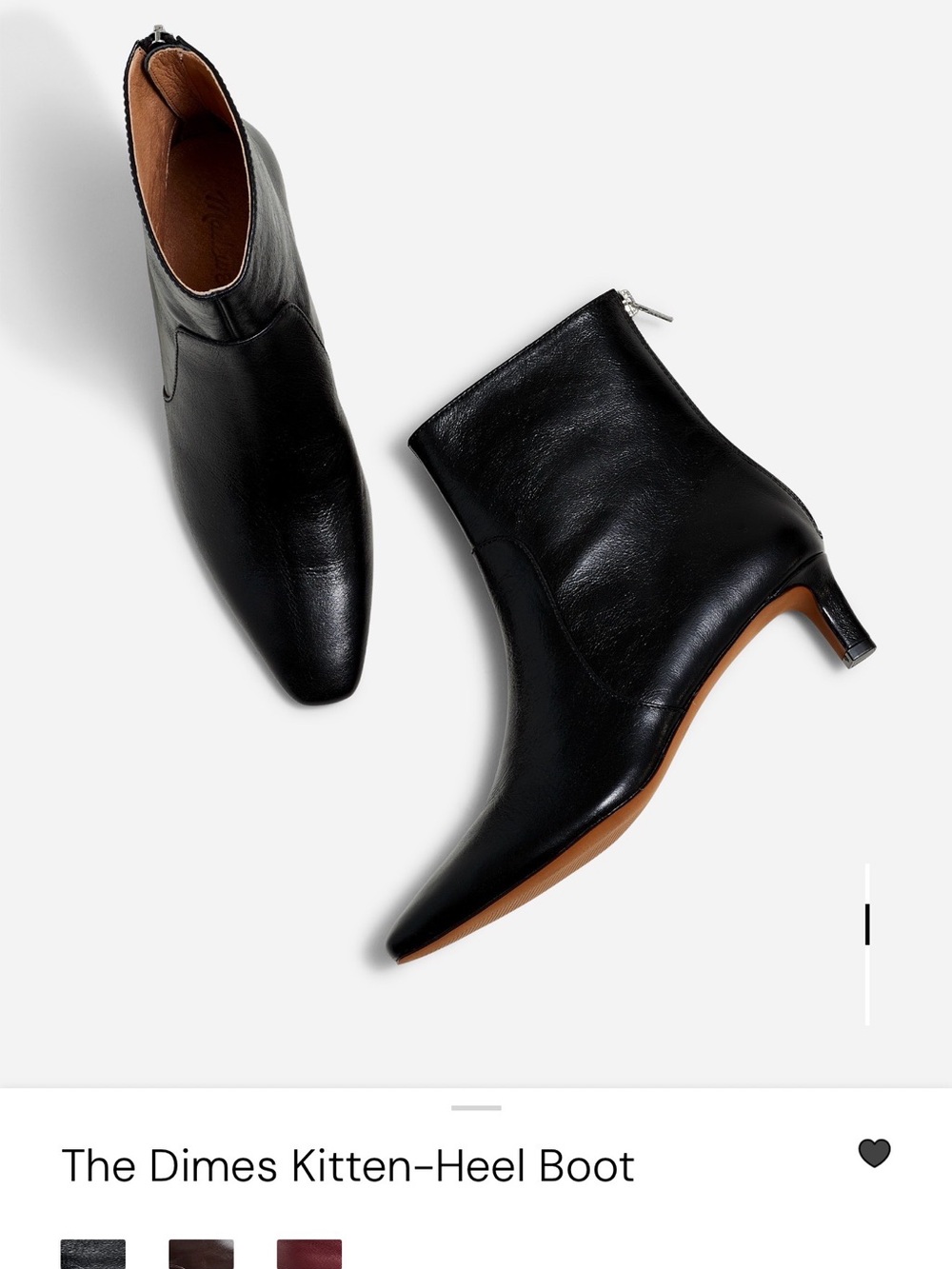 NWT-MADEWELL WOMEN’S THE DIMES KITTEN-HILL ANKLE BOOTS- SIZE 9.5